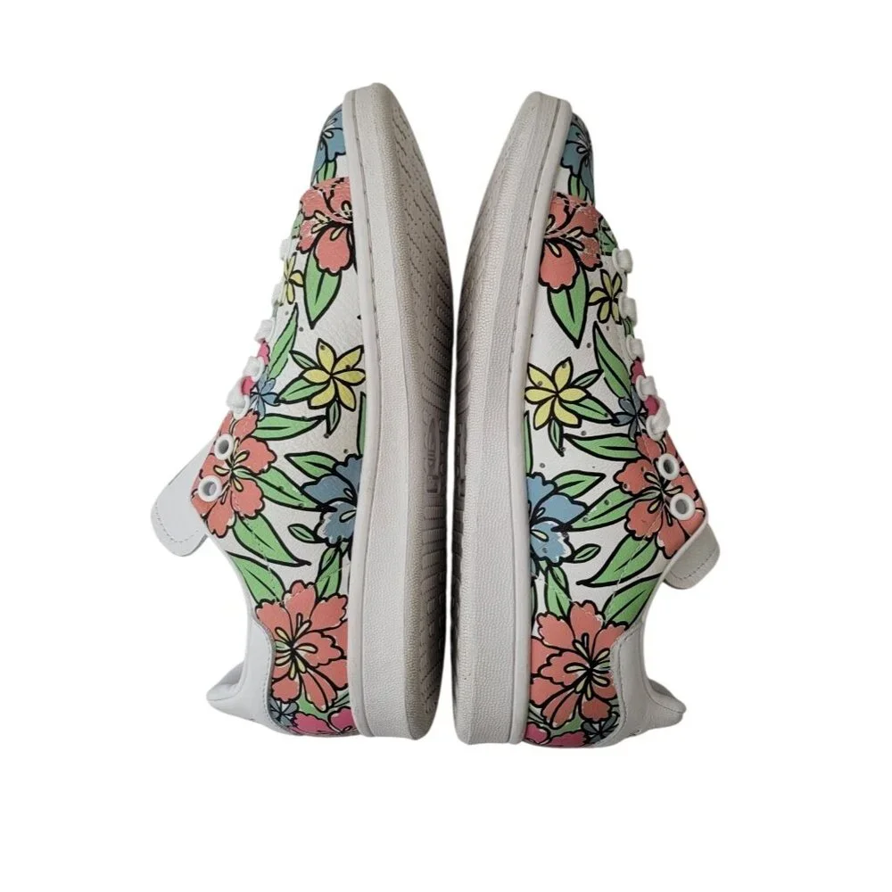 Adidas Originals Stan Smith Floral Leather Sneakers Women's Sz 6.5 GV7896 - Picture 4 of 11